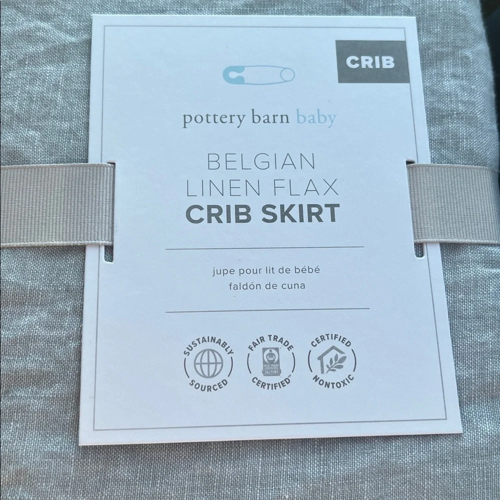 Pottery Barn Belgian Linen Flax Crib Skirt Gray